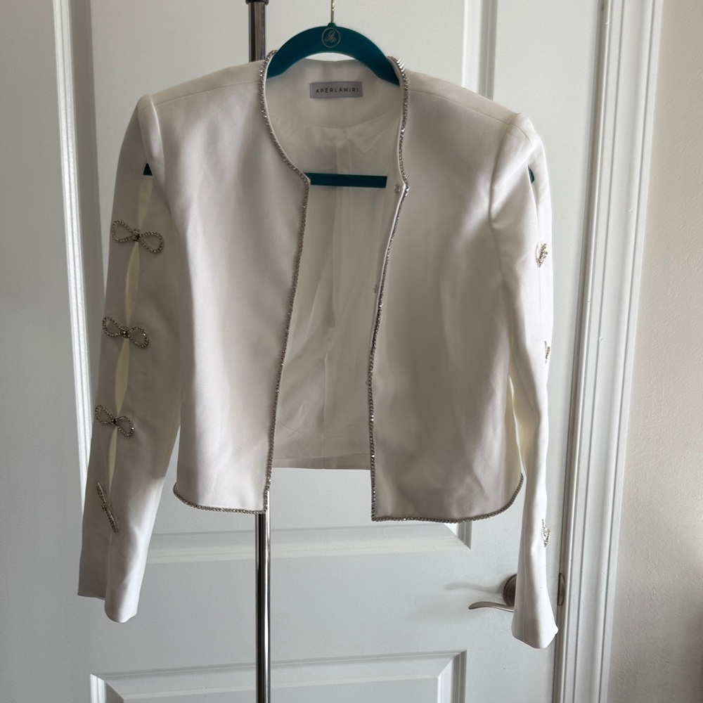 White Embellished Dressy crystal Blazer S